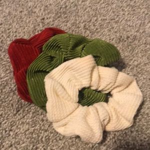 Three Christmas scrunchies